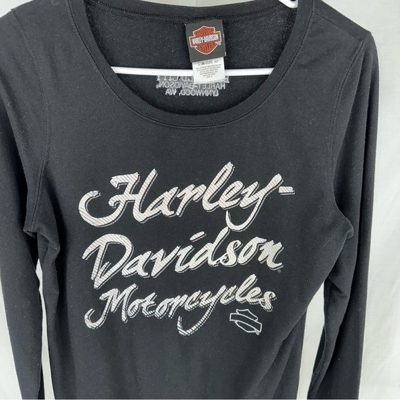 Harley Davidson Women’s Black Long Sleeve Shirt Emerald City Size S - Picture 2 of 7